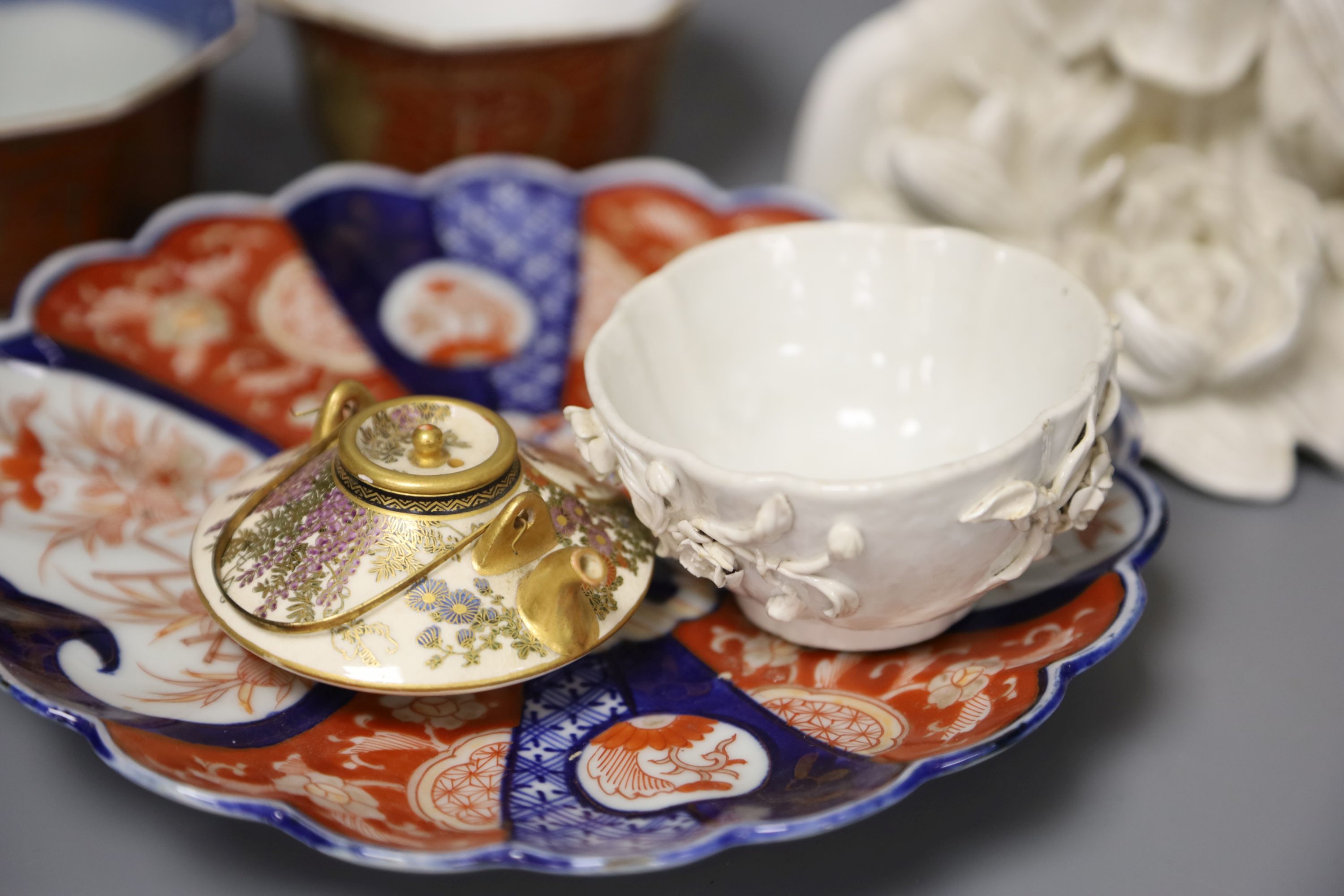 A small quantity of Japanese ceramics including a miniature Satsuma teapot